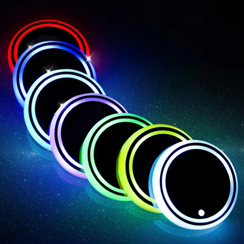 

Car LED Luminous Coaster Waterproof USB Charging Design Built In Sensitive Light Sensor Led Cup Holder Pads Multi Color