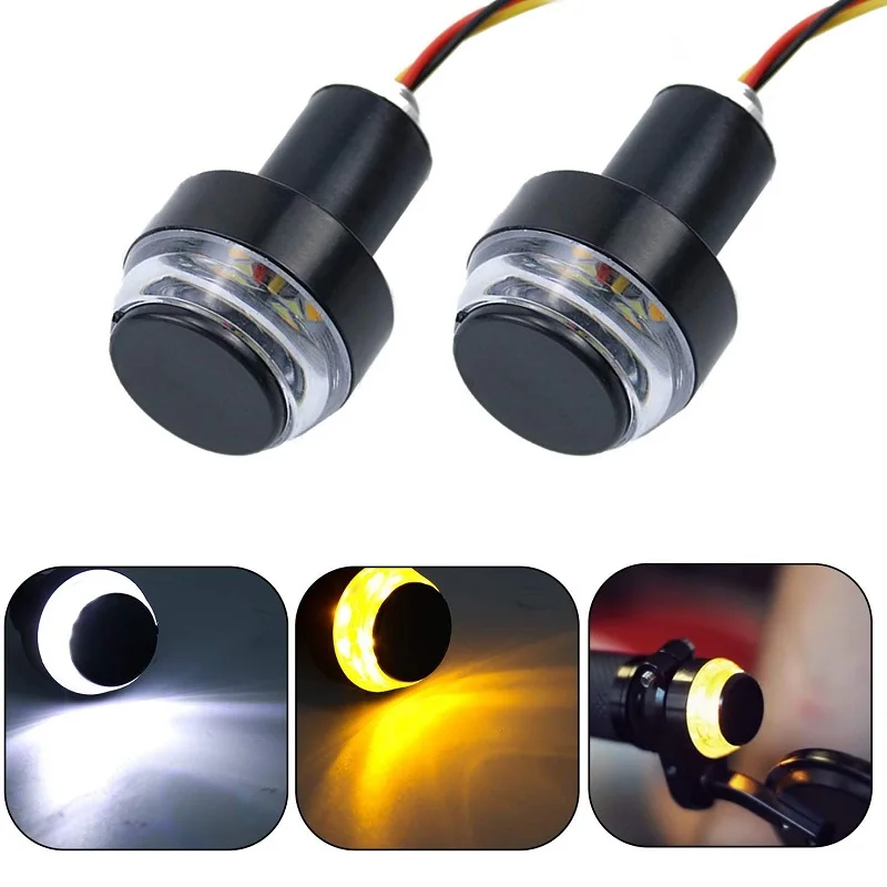 

2PCS Motorcycle Turn Signal LED Light Indicator Blinker Handle Bar End Handlebar Led Waterproof Handle Bar End Handlebar