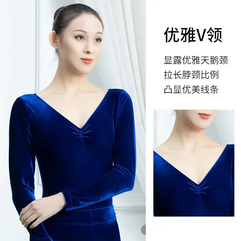 Long sleeve Gold Velvet Shapewear Set Autumn and Winter Dance Exercise Clothing Collective Performance Temperament Clothes Gy...