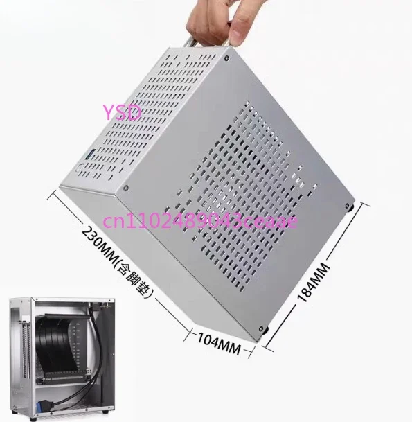 Фото Корпус для игрового ПК SKTC A07, полностью алюминиевый, ITX mini, 4.3L, с одним вентилятором, для видеокарты, малогабаритный, 1U, блок питания, вентилятор 36 мм №1