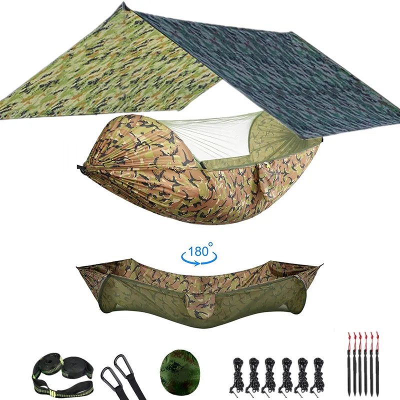 

Camping Hammock with Mosquito Net Rain Fly Tarp,hanging Hammock Flying Hammock Swing Hammocks Survival,Travel Outdoor Furniture