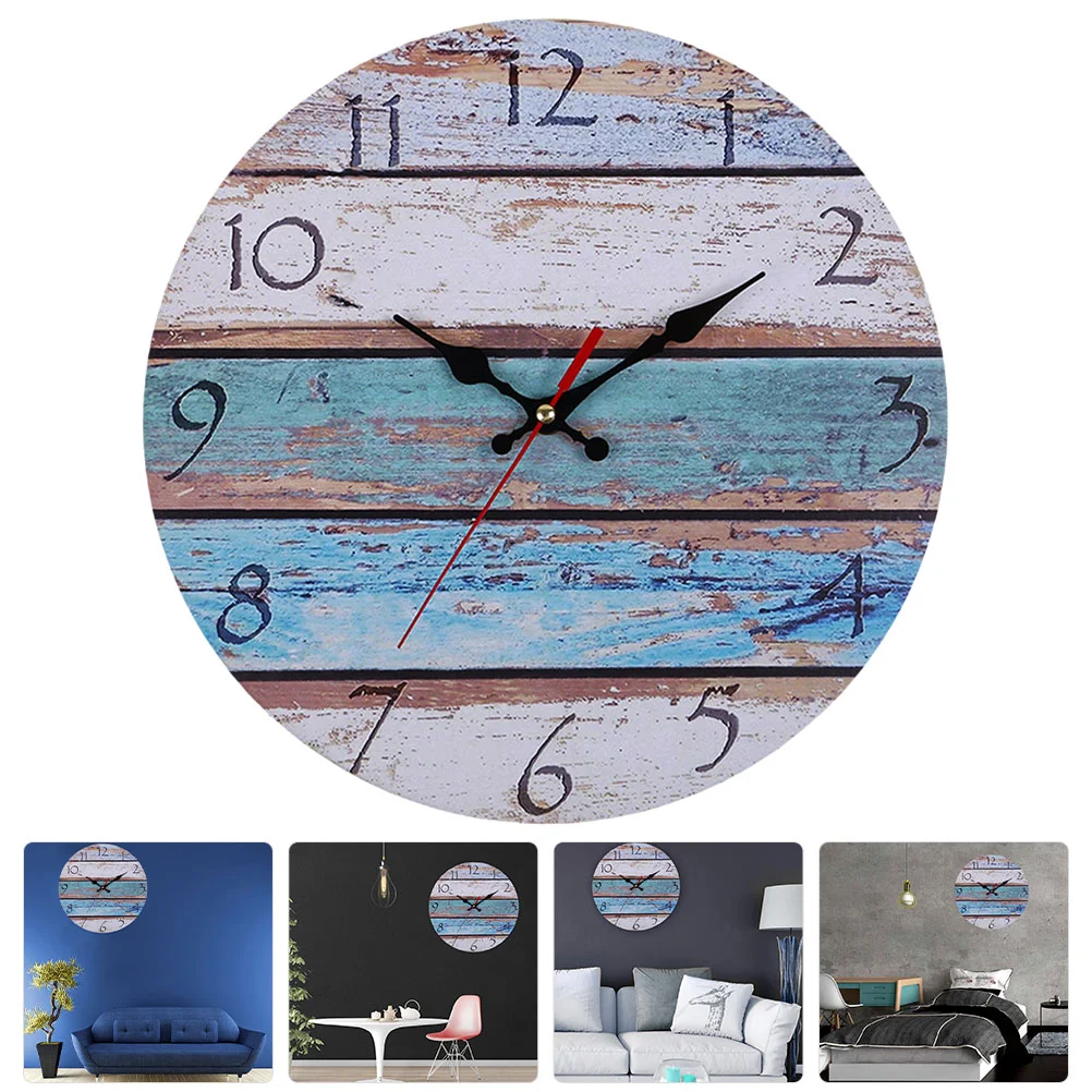 

Clock Wall Hanging Decorativeclocks Kitchen Mute Decor Retro Silent Vintage Farmhouse Walls Wooden Room Living Round Office