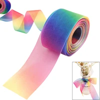 4cm 10yards rainbow tulle purple dots ribbon roll diy handmade craft hair ornament printed mesh fabric supplies