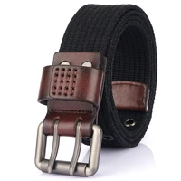 new thickened canvas mens double pin buckle belt fashion youth belt jeans casual tool belt