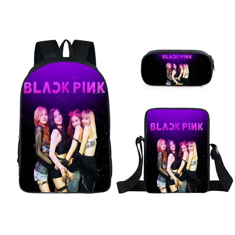 

Youthful Korean beauty girls band Lalisa 3pcs/Set Backpack 3D Print Student Bookbag Laptop Daypack Shoulder Bags Pencil Case