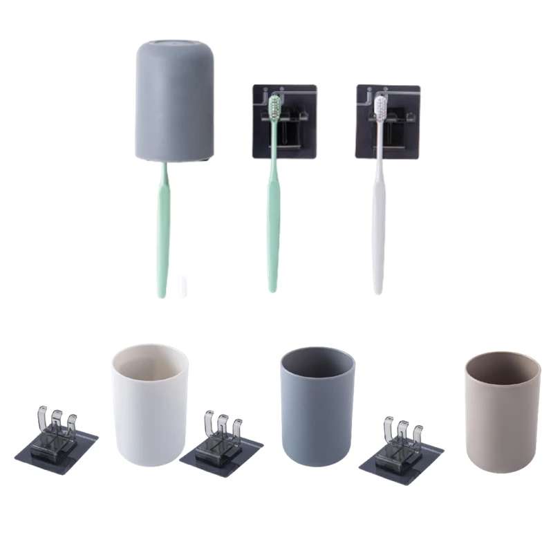

Bathroom Waterproof Wash Cup Toothbrush Holder Set Simple Wall-mounted Hook Razor Head Rope Organizer Home Shelf Accessories