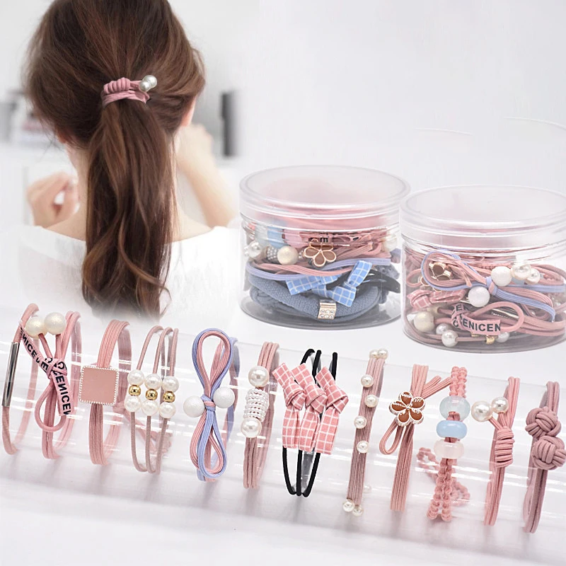 

Korean woman Kawaii cute 12 / set hair band for girls hat pearl ponytail gift hair accessories