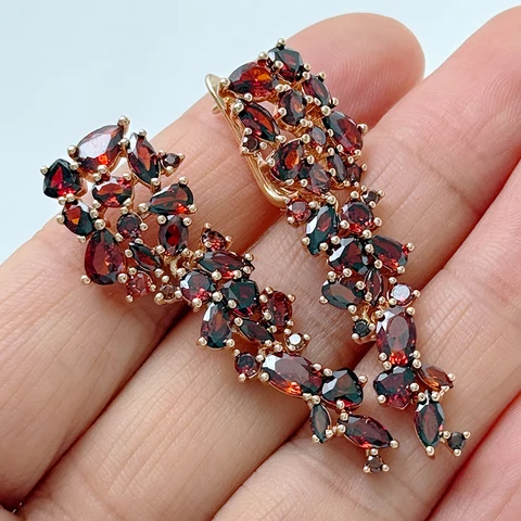 Серьги-капельки Kinel красные из меди с кубическим цирконием