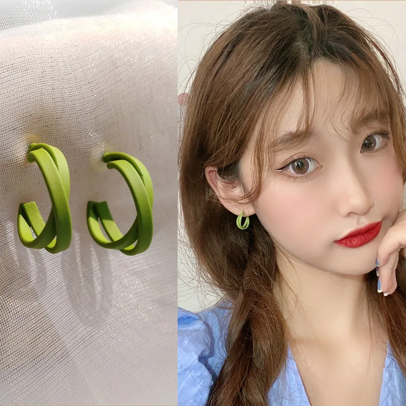 Серьги-капли зеленые металлические guangtuo