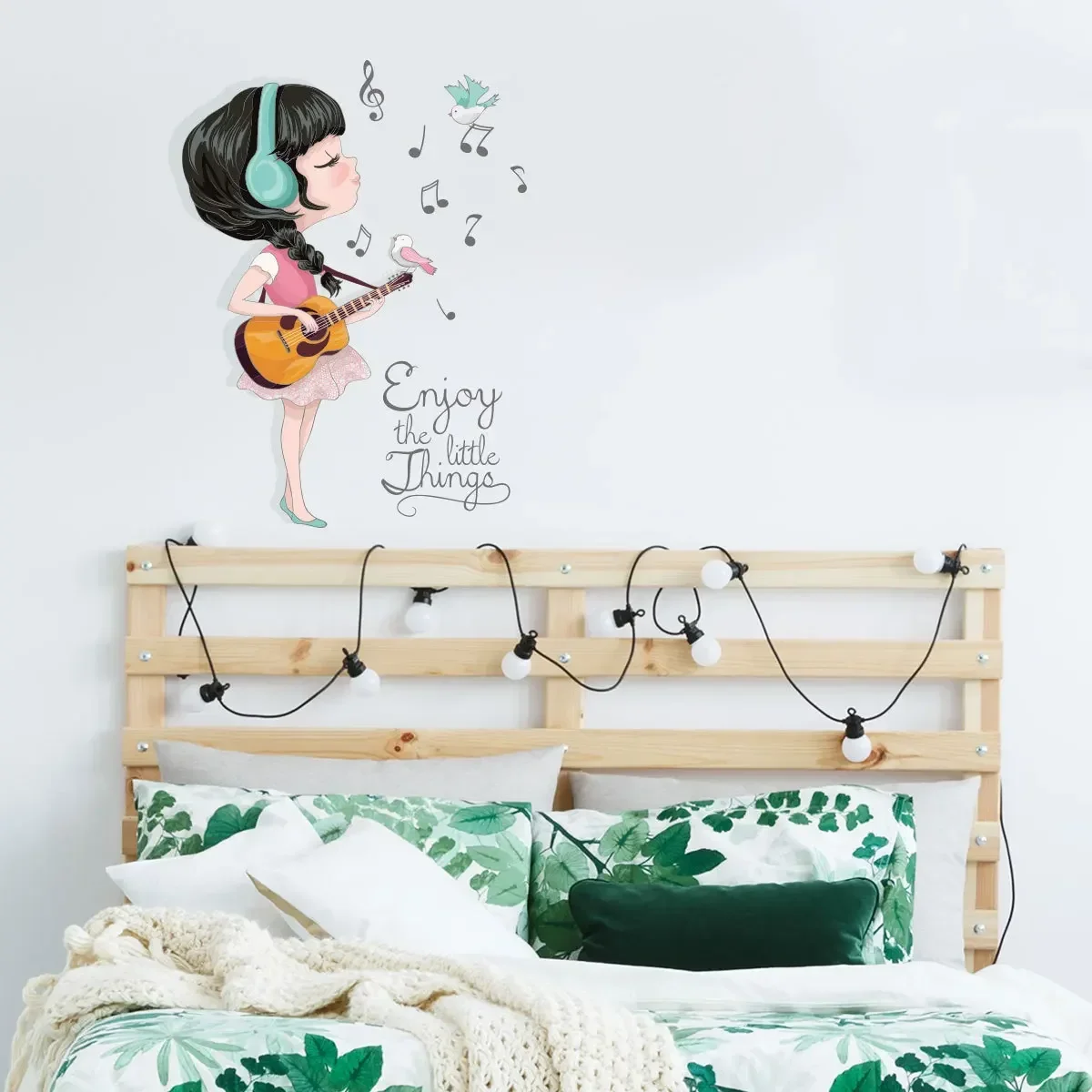 2024 креативная музыка гитара девушка наклейки на стену самоклеящиеся съемные