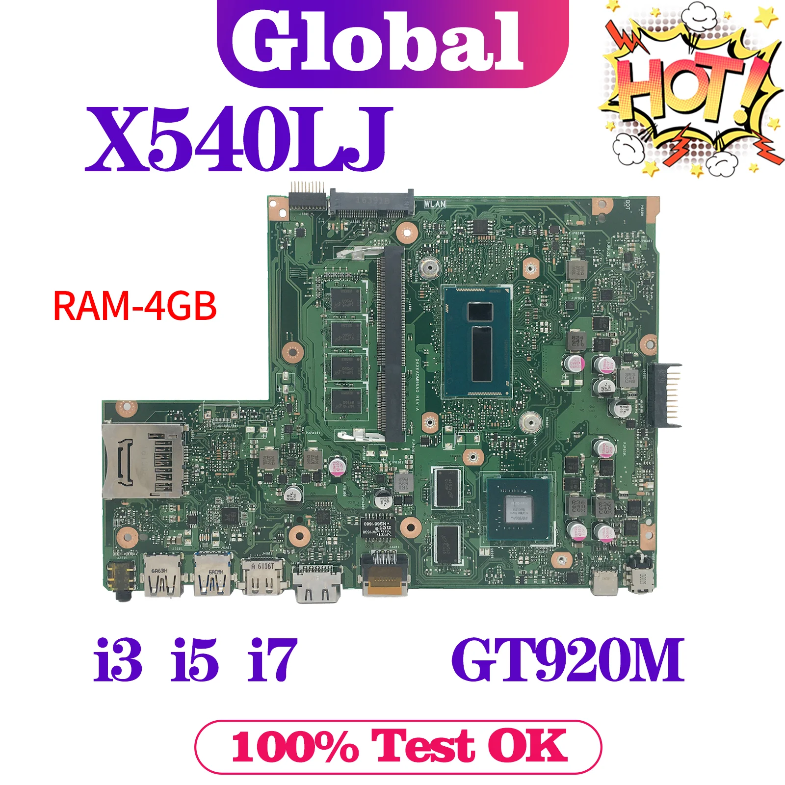 KEFU Материнская плата ASUS VivoBook A540LJ X540LJ F540LJ K540LJ R540LJ X540L материнская для ноутбука i3 i5 i7