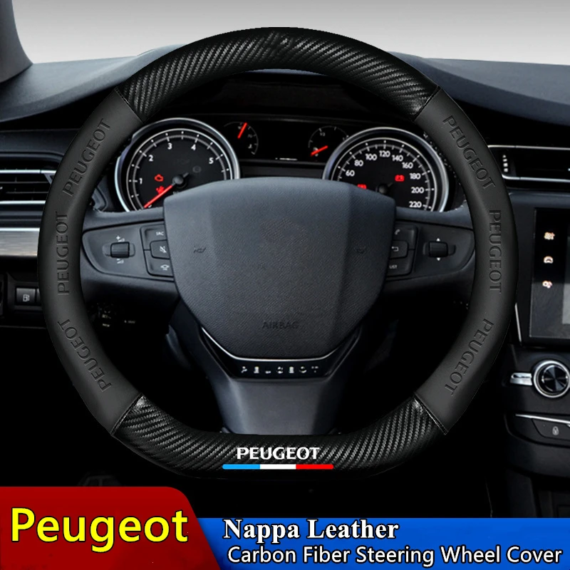 

Для Peugeot чехол рулевого колеса автомобиля из углеродного волокна Napa Leather Fit 308 207 208 206 3008 508 307 408 107 2008 4008 5008