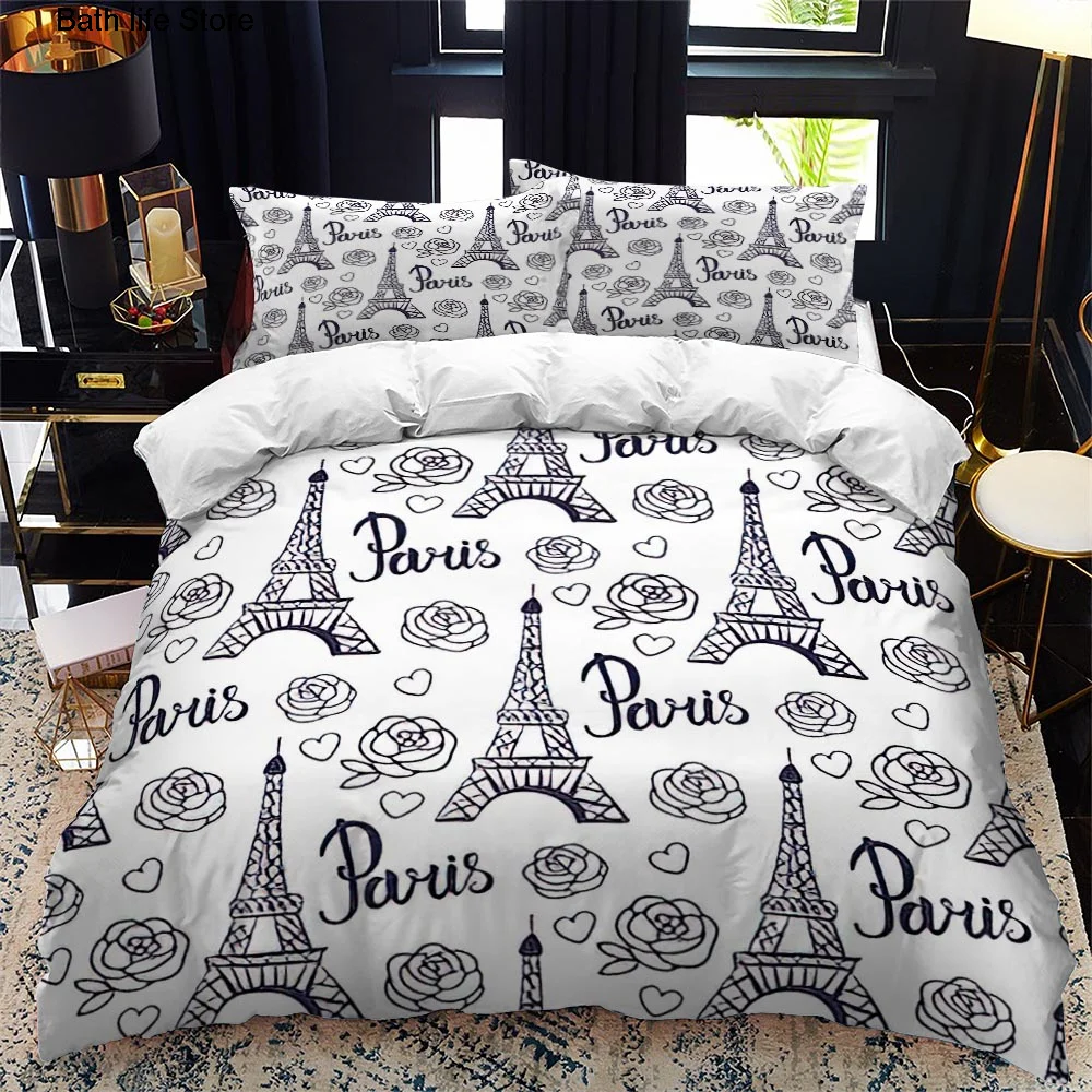 Комплект постельного белья с изображением Эйфелевой башни | Дом и сад