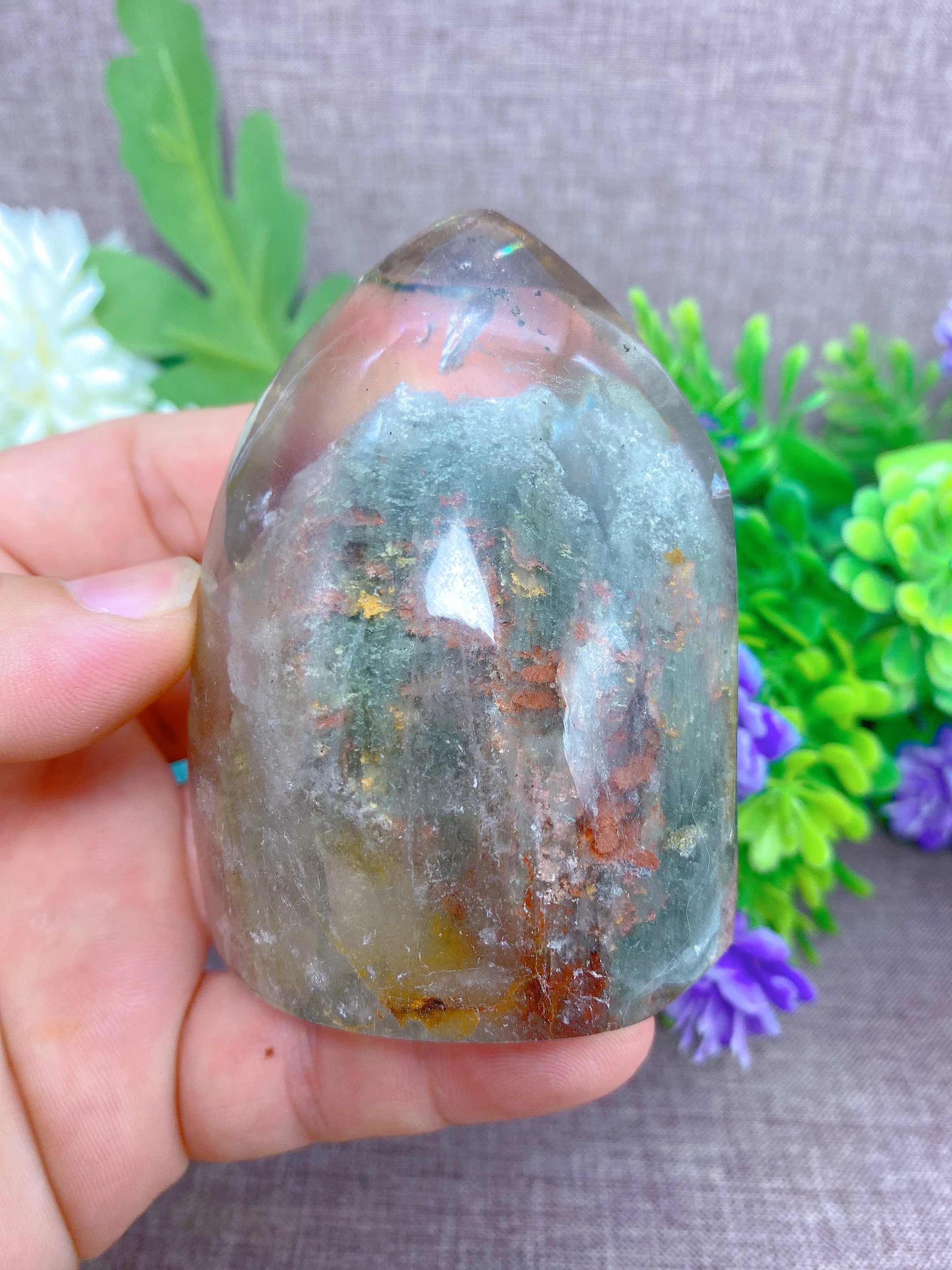 Природный кристалл садовый кварц без фантомов форма RainbowHome украшение минералы