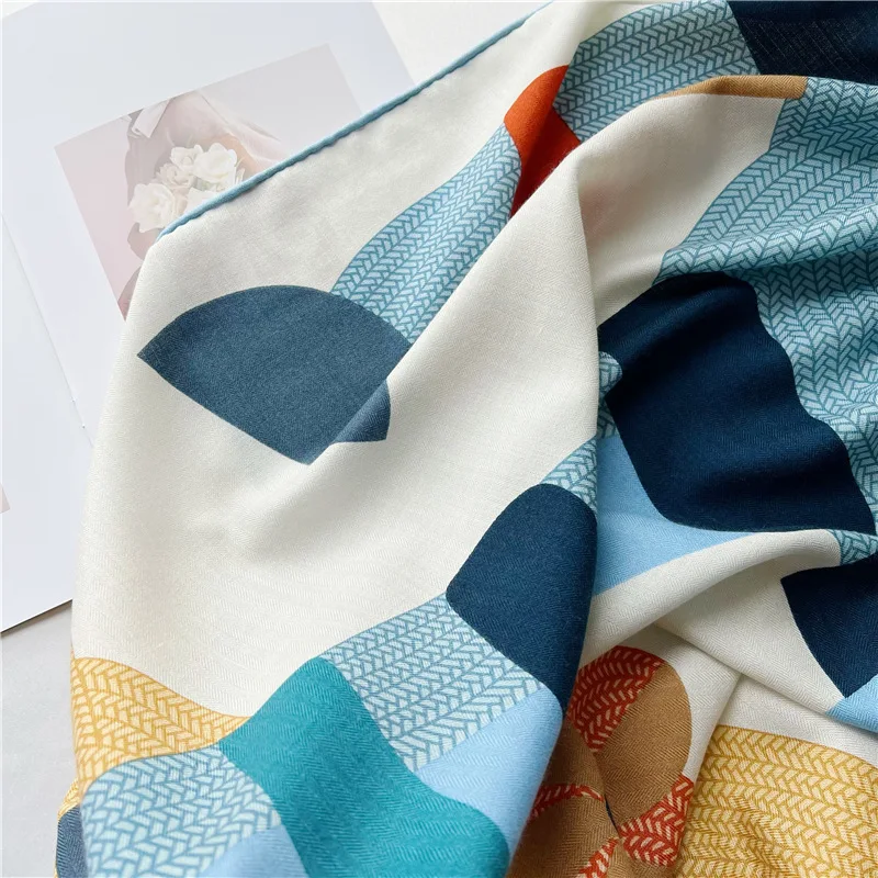 Шёлковый шерстяной кашемировый шарф с принтом животных женские шали большим