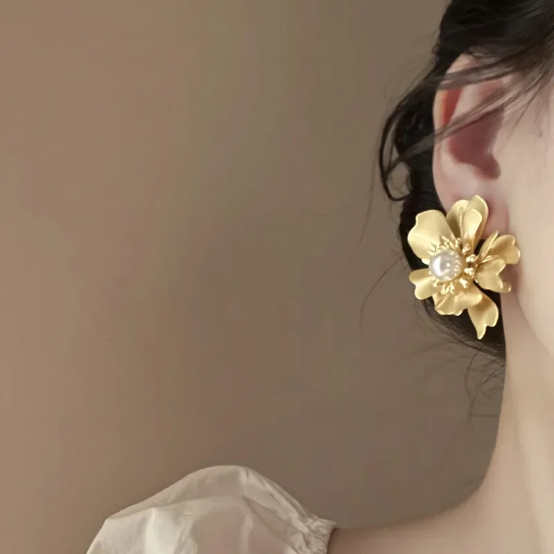 Высококачественные французские винтажные металлические серьги с жемчугом и