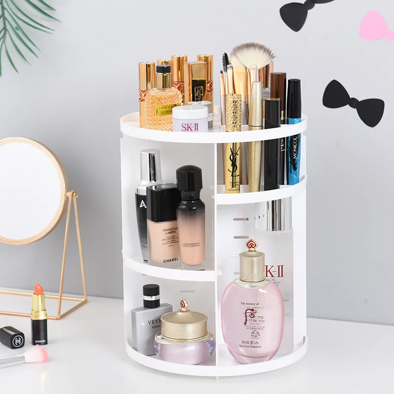 

Dressing Table Storage Box 360 Degree Rotation Skincare Product Rack Fashion Makeup Organizer for Cosmetic Lipstick Case NEW