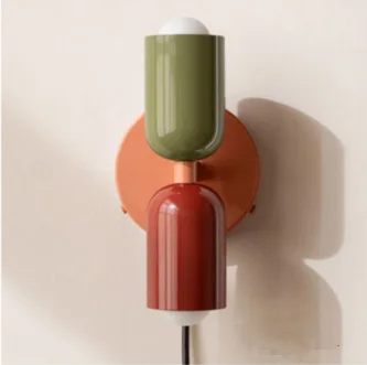 

Настенный светильник с двойной головкой в скандинавском стиле, современный прикроватный светильник для спальни, коридора, гостиной, фоновая лампа для украшения комнаты