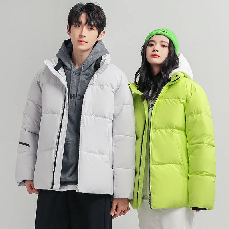 2022 Korena Design Winter Couple Down Jacket Men Women Coat Hoodies Stand Collar Thicken Windproof Wear Outerwear Warm Zipper