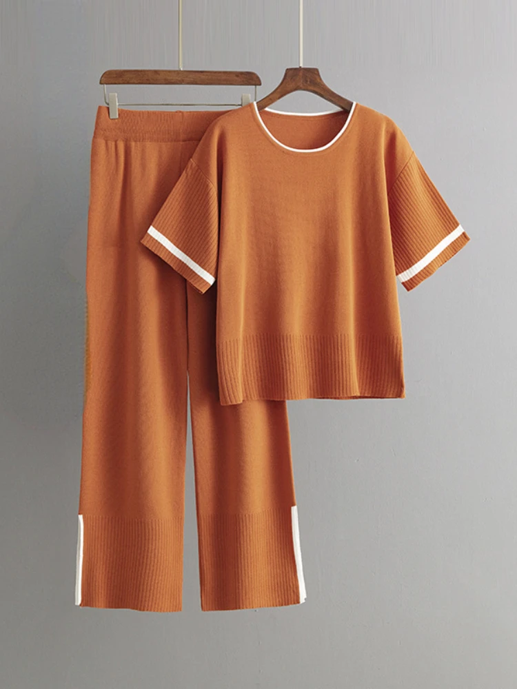 Женская одежда 2024 новый модный Свободный Повседневный костюм топ с контрастными