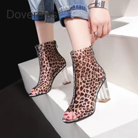 dovereiss fashion womens shoes summer elegant ladies boots peep toe mature back zipper block heels ankle boots big size44 45 46
