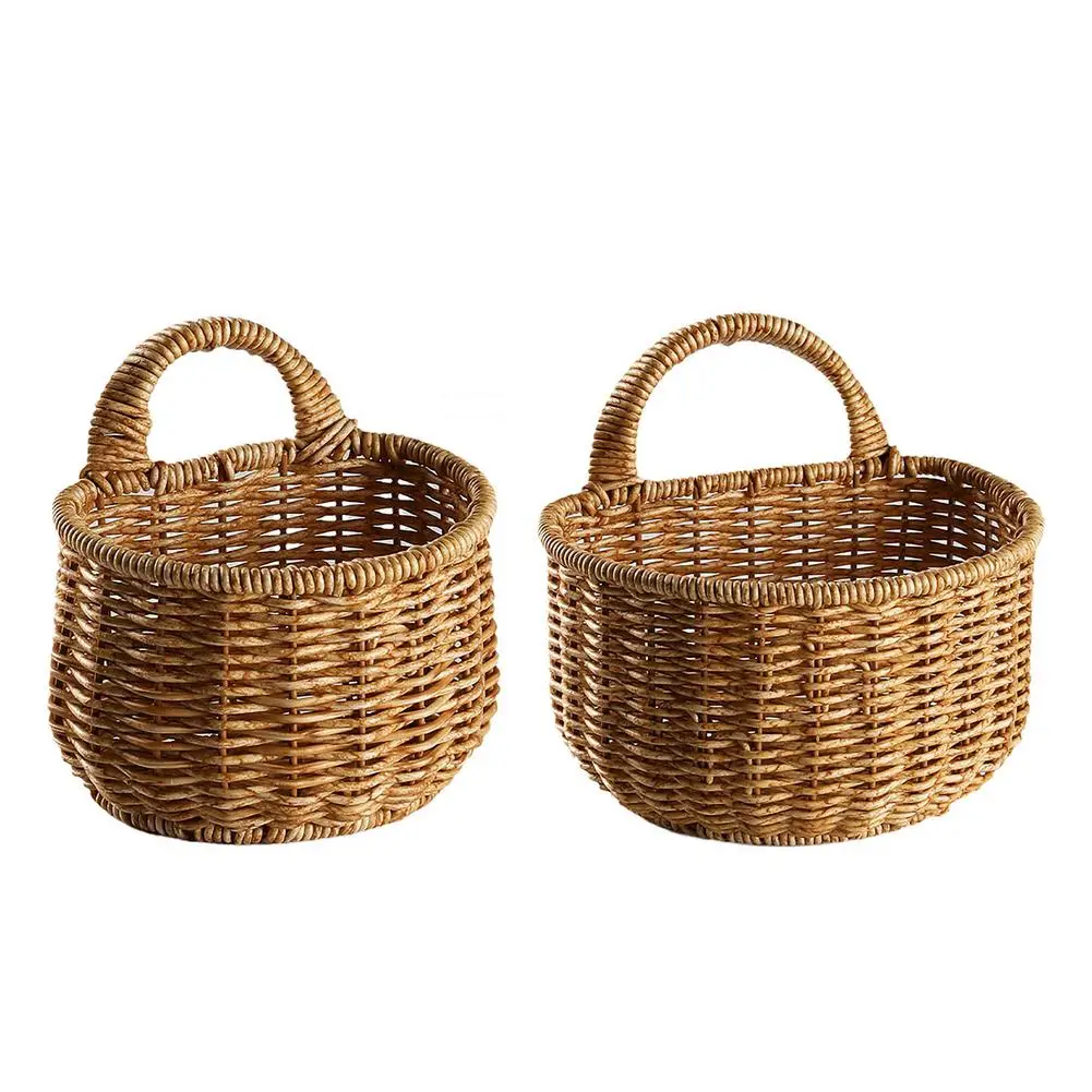 

Hangings Storage Baskets - Wicker Wall Mounted Hangings Basket Storage Small Basket Organizer With Handle Home Crafts Decoratio