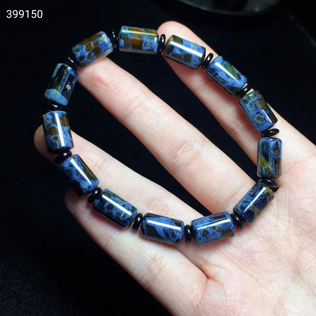 

Natural Blue Yellow Pietersite Barrel Beads Bracelet 7*13mm Women Chatoyant Cat Eye Namibia AAAAA