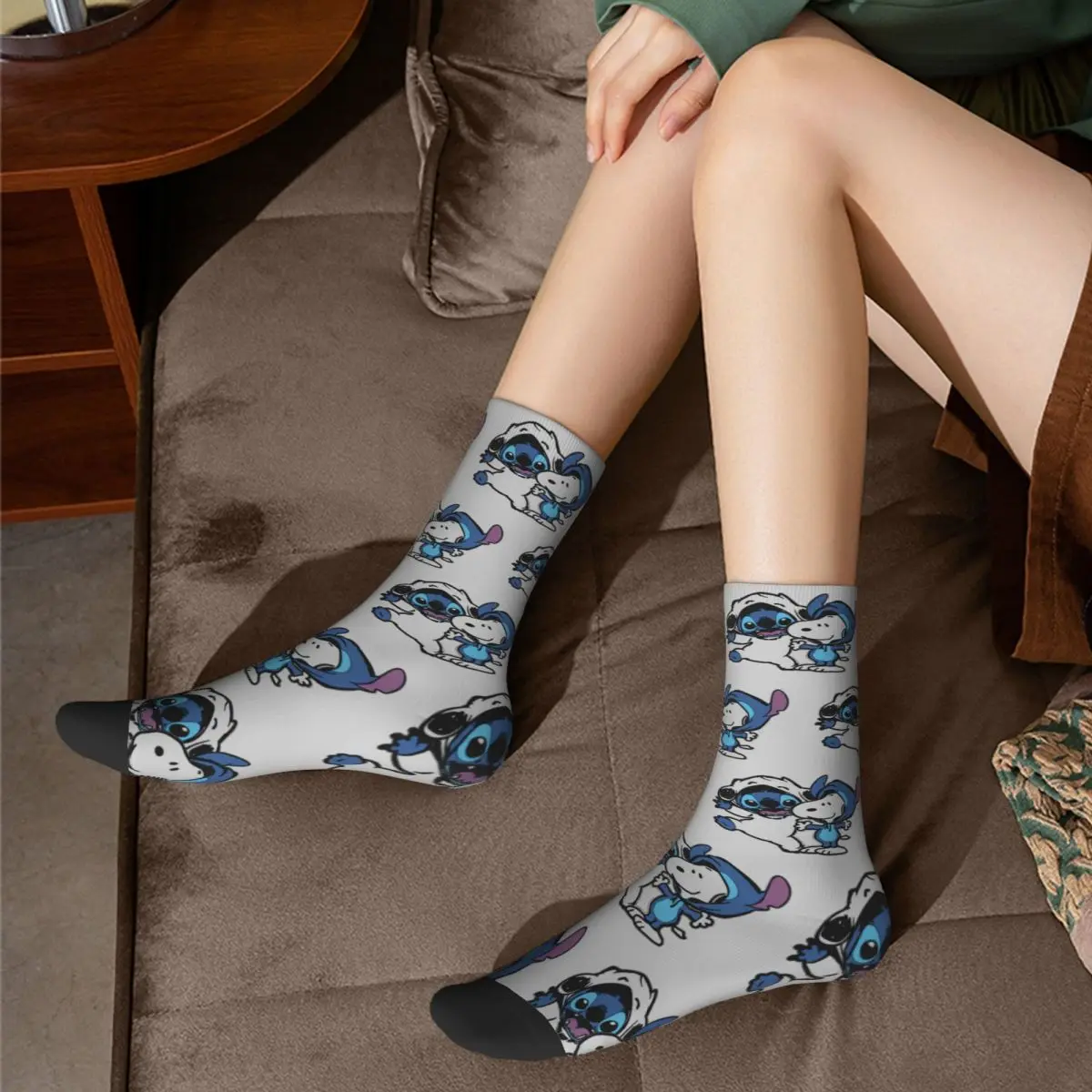 Милые забавные носки для девочек с рисунком Стич и Снупи мультяшный комикс
