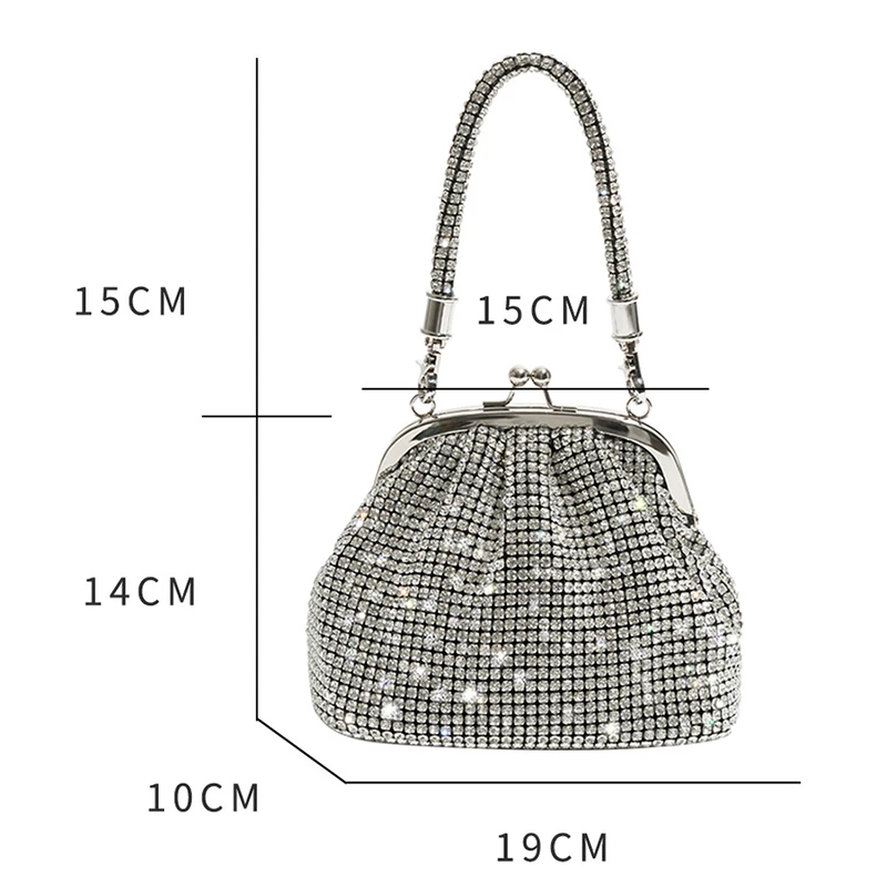 Luxury Diamonds Bucket Bag Designer Brand Women Handbags Shinny Rhinestone Mesh Shoulder Crossbody Bags Evening Party Purse 2023