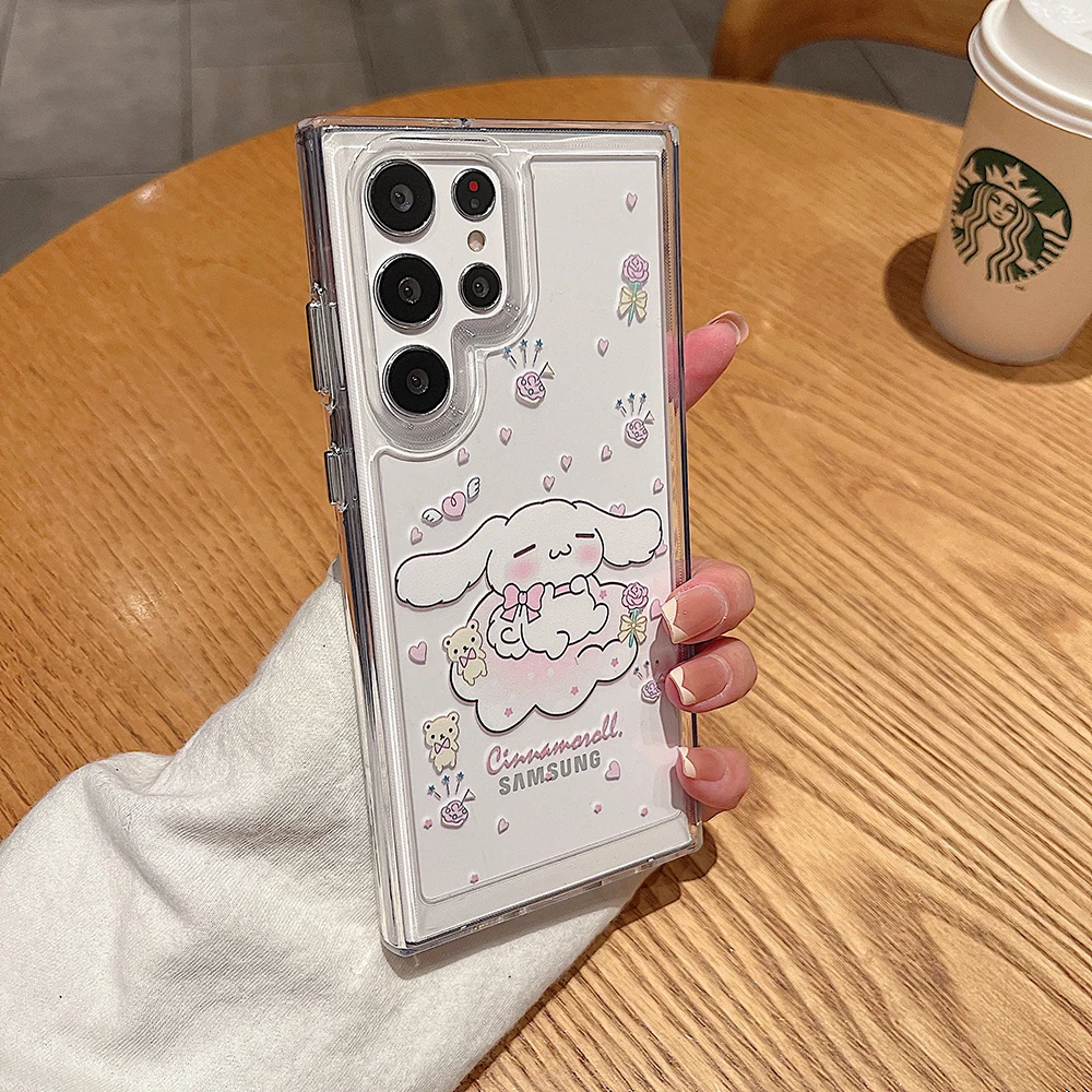 

Sanrios Mymelody Cinnamoroll Transparent Phone Case for Samsung Galaxy S22 S23 Plus S23 Ultra A34 A54 5G Anti-drop Back Cover
