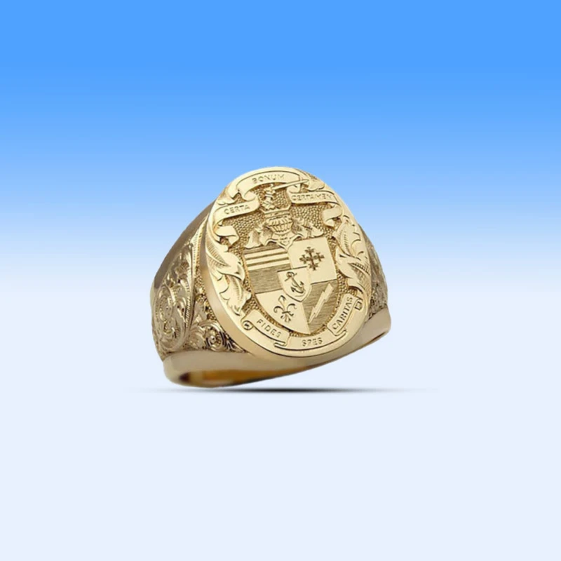 

Plant Carved Shield Pattern Ring Men's Ring New Fashion Metal Gold-Plated Godfather Ring Accessories Party Jewelry