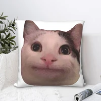 smiling cat beluga throw pillow polyester home decor pillow case home cushion cover 4545cm