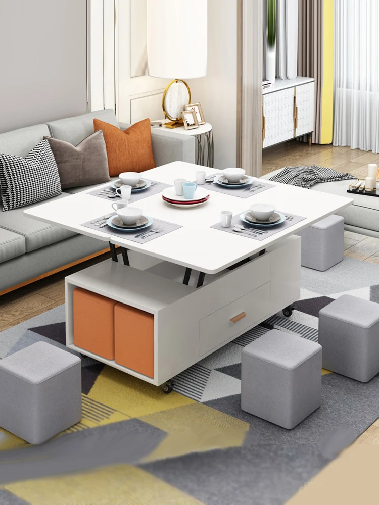 

Двухфункциональный многофункциональный домашний передвижной складной обеденный стол для гостиной в маленькой квартире