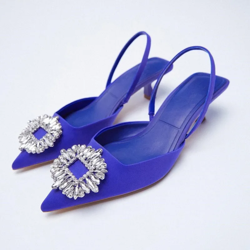 

Brand Sandals for Women 2022 Summer Heel Women Sandals Mules Fashion Crystal Pointed Toe Flat Shoes Woman Plus Size 42 Sandals