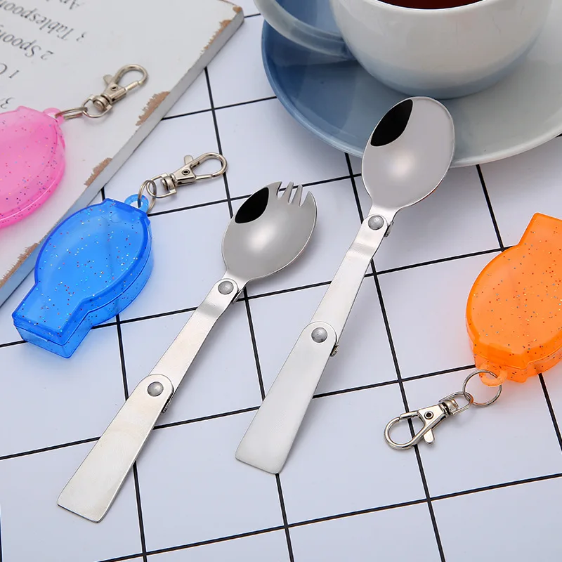 

Outdoor Folding Travel Camping Utensil Stainless Pocket Spoon Fork Light Small Foldable Spoon Fork Camping Picnic Tool Tableware