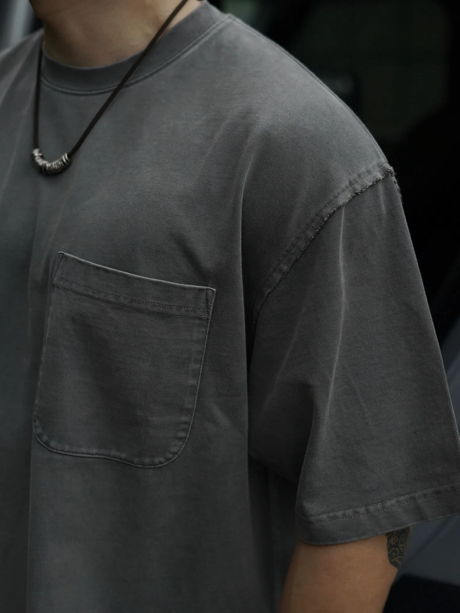 Gnomes Lab 24ss 320G из чистого хлопка стираный батик разрушенный лоскутный круглый вырез