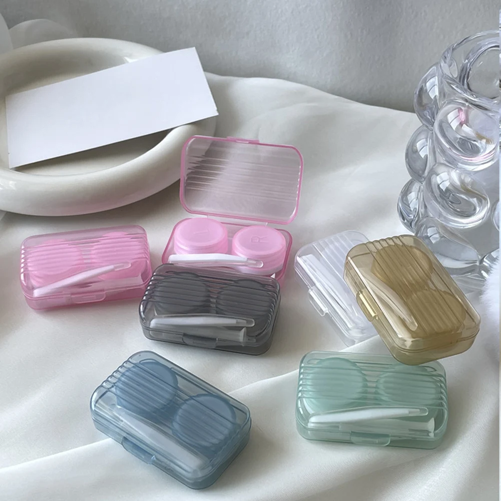 

Portable Contact Lens Box for Women Travel Contact Lenses Case New Style Transparent Tweezers Suction Stick Container Set