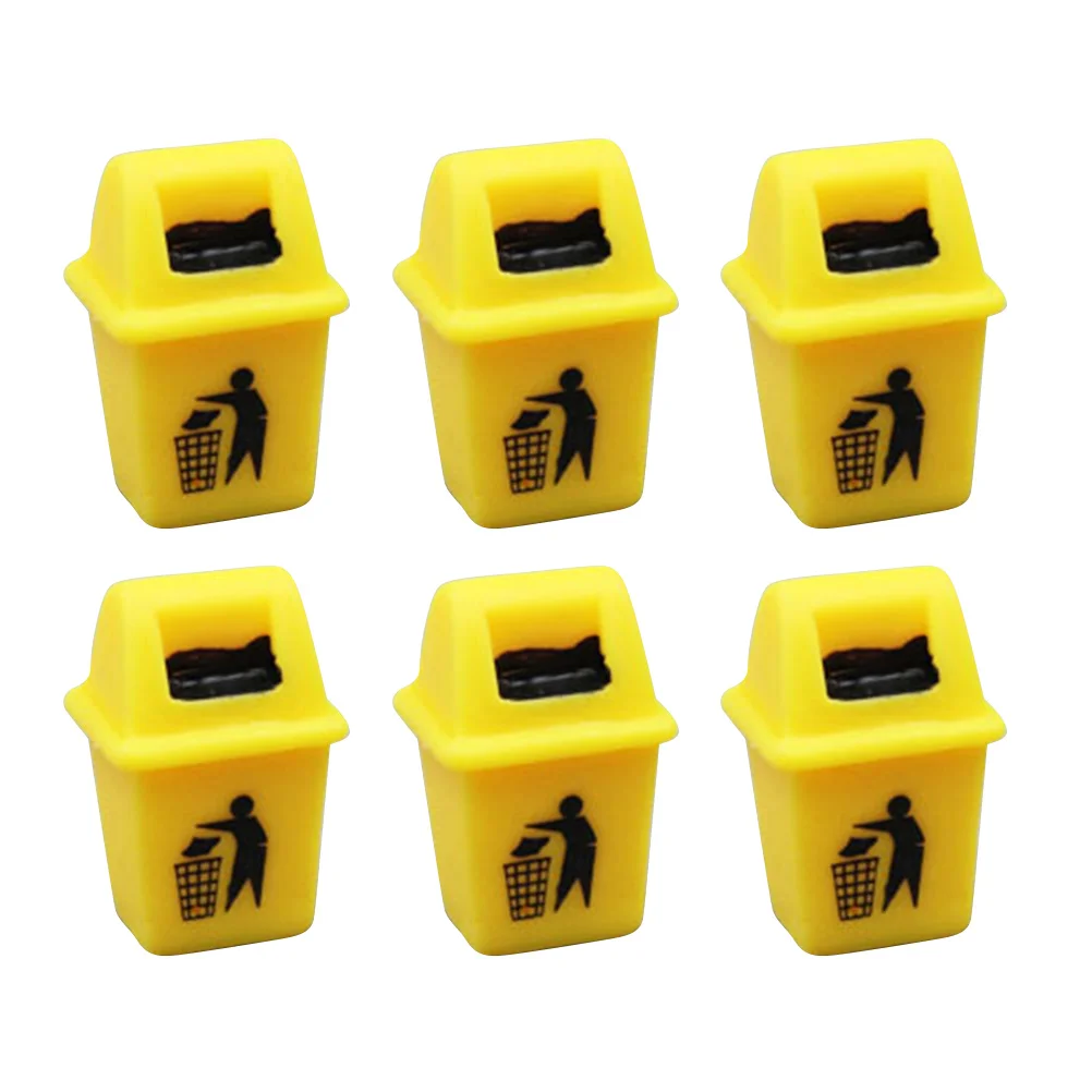 

6 Pcs Trash Can Model Desk Supplies Kids Early Education Toy Trash Can Props Garbage Can Toy Accessories Resin Furniture Child