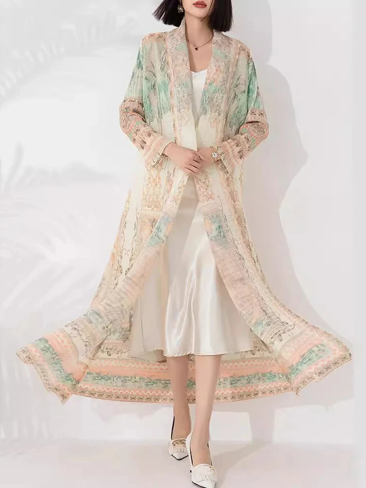 Женский плиссированный тренчкот ANLAN длинная свободная ветровка с винтажным