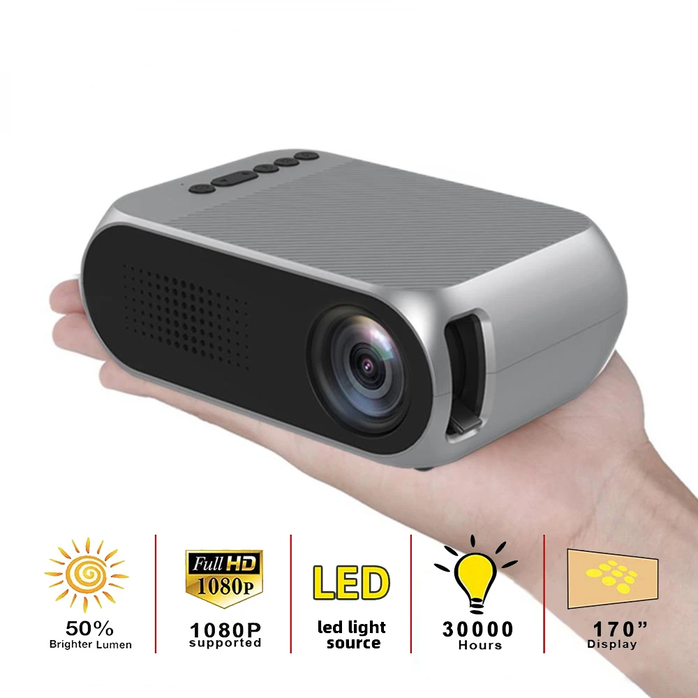 

Светодиодный портативный мини-проектор YG320, 600 люмен, 3,5 мм, поддержка аудио, 1080P HD, воспроизведение, совместимый с HDMI, USB, домашний медиаплеер