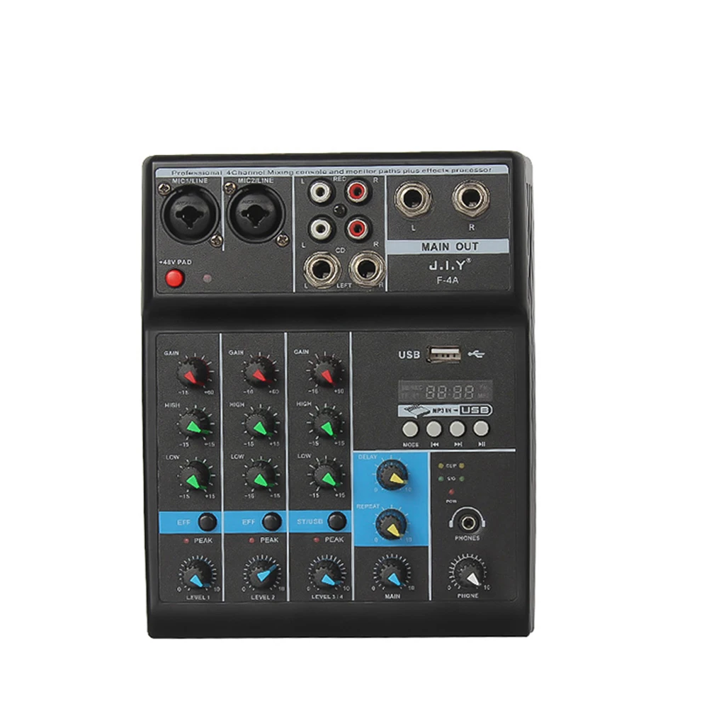 

4-канальный мини-аудио микшер Bluetooth USB DJ консоль звуковая карта студийная запись профессиональные музыкальные инструменты аксессуары