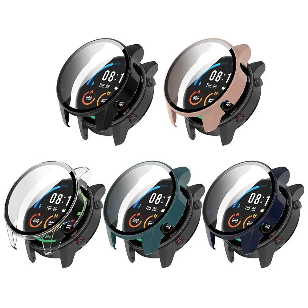 

Full PC Protective Case For Xiaomi MI Watch Color Sport Global Version Screen Protector Cases Cover + Tempered Glass Film Clear