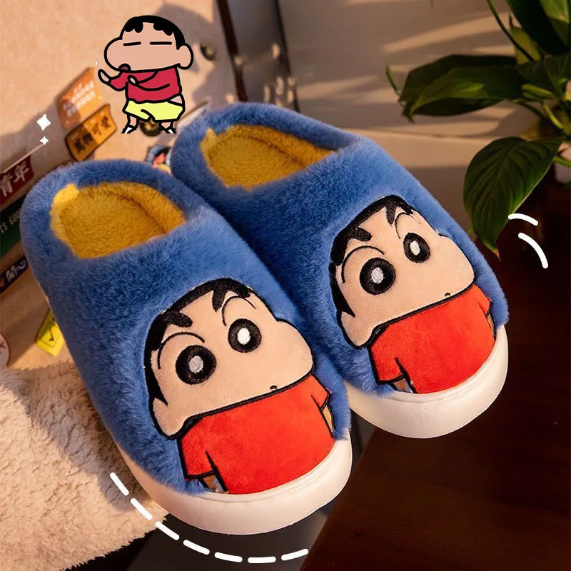 

Cute Crayon Shin-Chan Cotton Slippers Female Models Fall and Winter Thick Bottom Indoor Non-Slip Padded Slippers Girl Anime Gift
