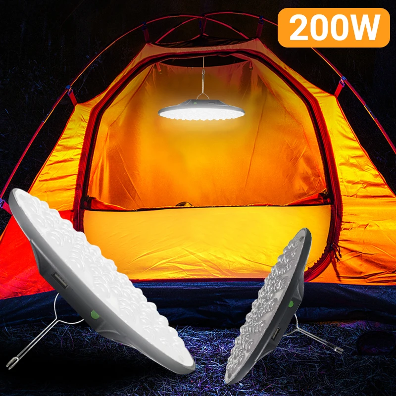 

200W Rechargeable Lantern Portable Emergency Light Camping Equipment Hanging Tent Bulb Powerful Outdoor LED Work Lamp