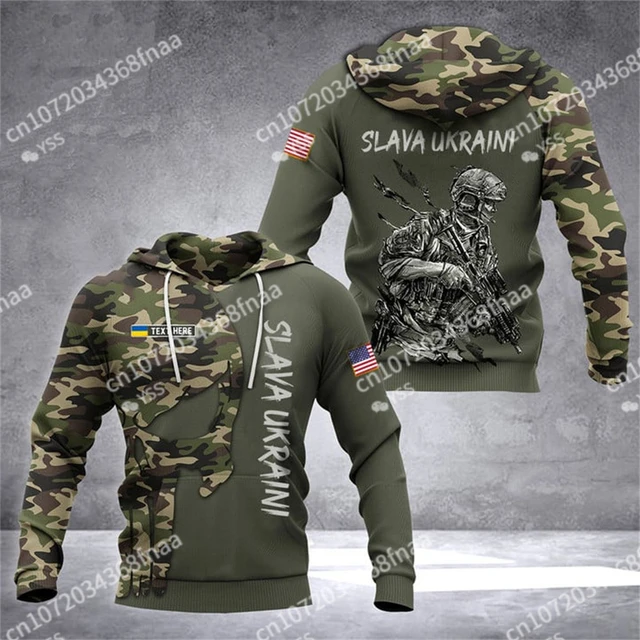 

Ukrainian Men's Camo Hoodies Military Brigade Style Sweatshirts Veterans Army Flag Clothing Oversized Harajuku Long Sleeve Tops