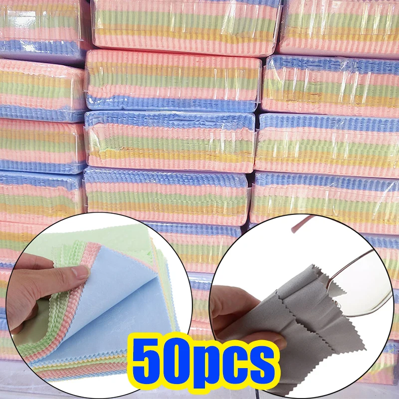 50Pcs High-quality Microfiber Glasses Cleaning Cloth Lens Glasses Cleaner Mobile Phone Screen Cleaning Wipes Eyewear Accessories