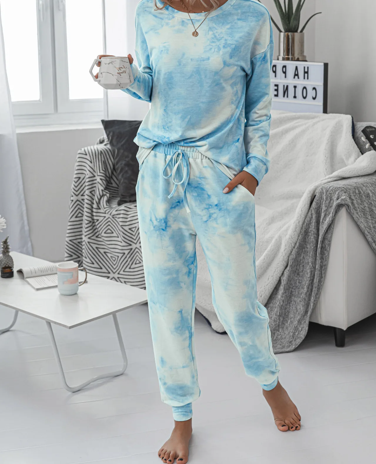 

Tie Dye Two Piece Set Tracksuit Women Clothes Long Sleeve Pullover Top and Pants Sport Jogging Suit Female Lounge Wear Outfits