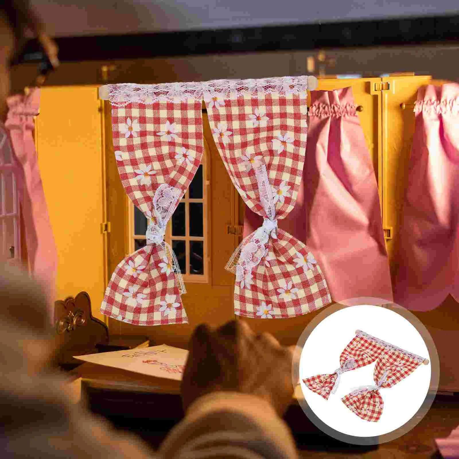 

Dollhouse Curtains Home Decor Accessories Tiny Mini Miniature Household Cloth Window