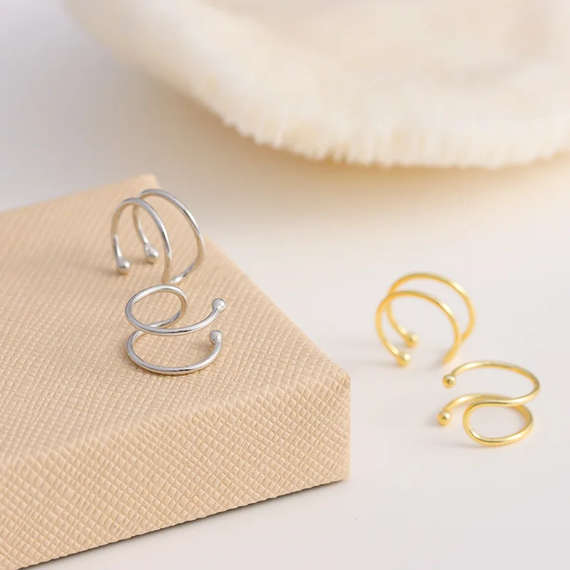 Двухслойные позолоченные серьги-каффы серьги-клипсы неправильной формы