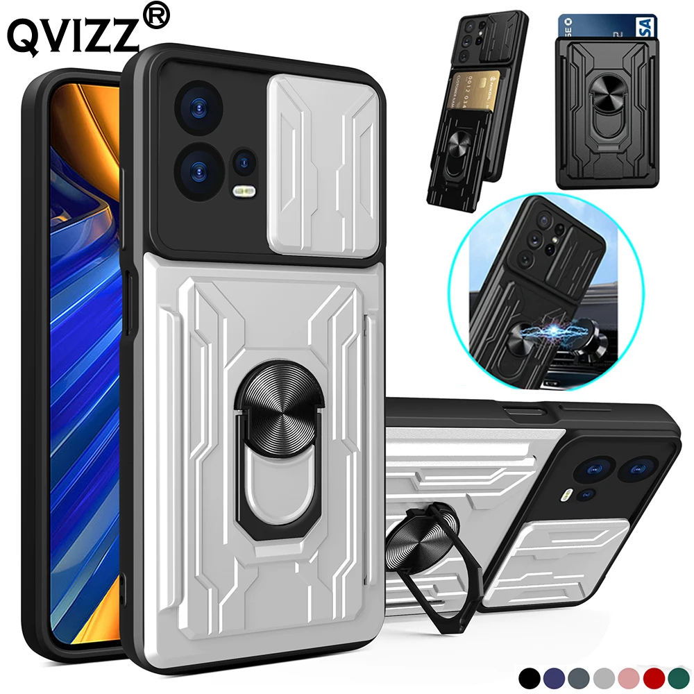 

Card Pocket Slide Camera Case for Motorola Edge 30 Fusion S30 Pro Car Magnetic Ring Hard Phone Cover MotoEdge30Fusion MotoS30Pro